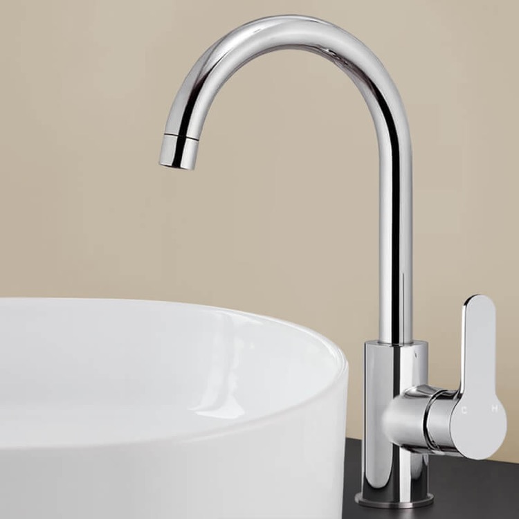 Bathroom Faucet, Remer W72USNL-CR, Chrome Round Vessel Sink Faucet